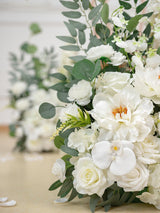 Ivory White Free Standing Silk Flower Set For Wedding Aisle Decor 2