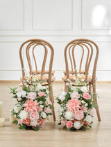 Peach Pink White Free Standing Silk Flower Set For Wedding Aisle Decor