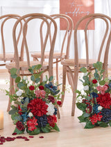 Red Navy Blue Free Standing Silk Flower Set Of Two Aisle Decorations