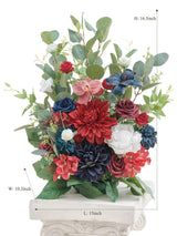 Red Navy Blue Free Standing Silk Flower Set Of Two Aisle Decorations