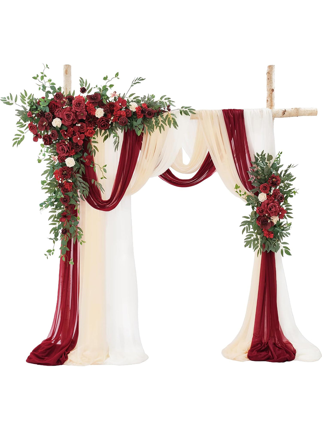 Artificial Burgundy Red Flower Arch Kit Set Of 5 For Wedding Backdrop