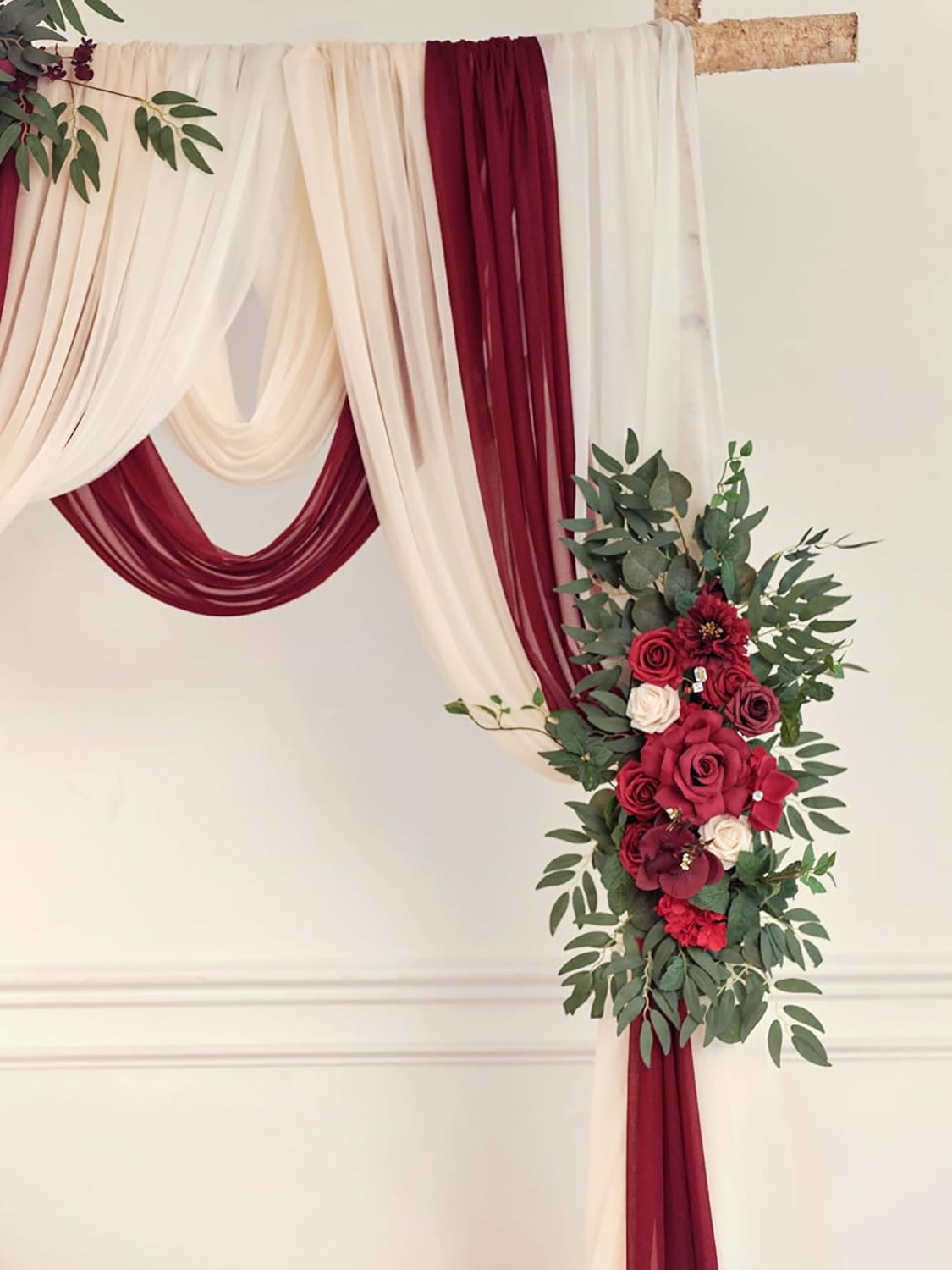 Artificial Burgundy Red Flower Arch Kit Set Of 5 For Wedding Backdrop