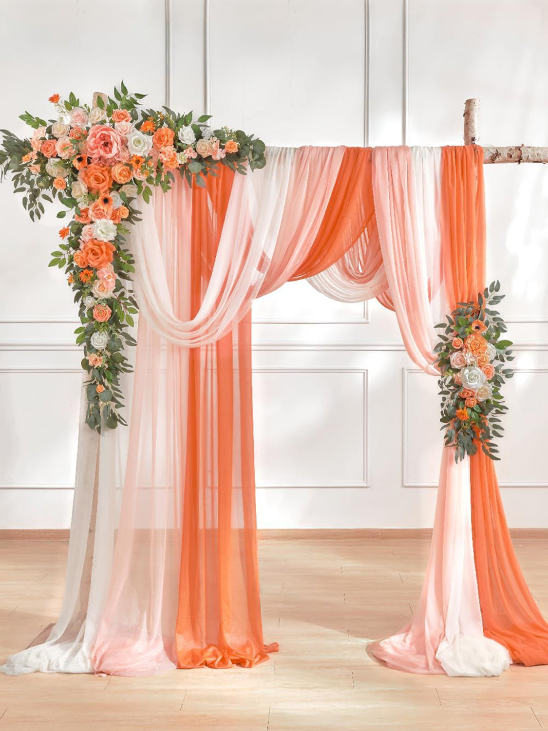 Artificial Silk Flowers For Wedding Arch 5-Pack Coral Pink Champagne