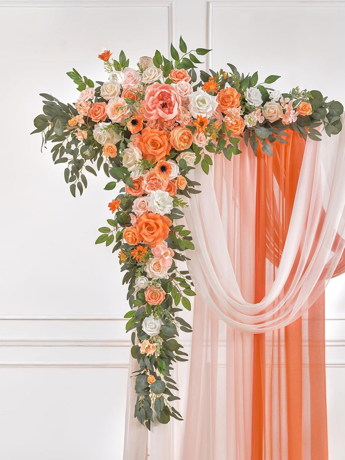 Artificial Silk Flowers For Wedding Arch 5-Pack Coral Pink Champagne
