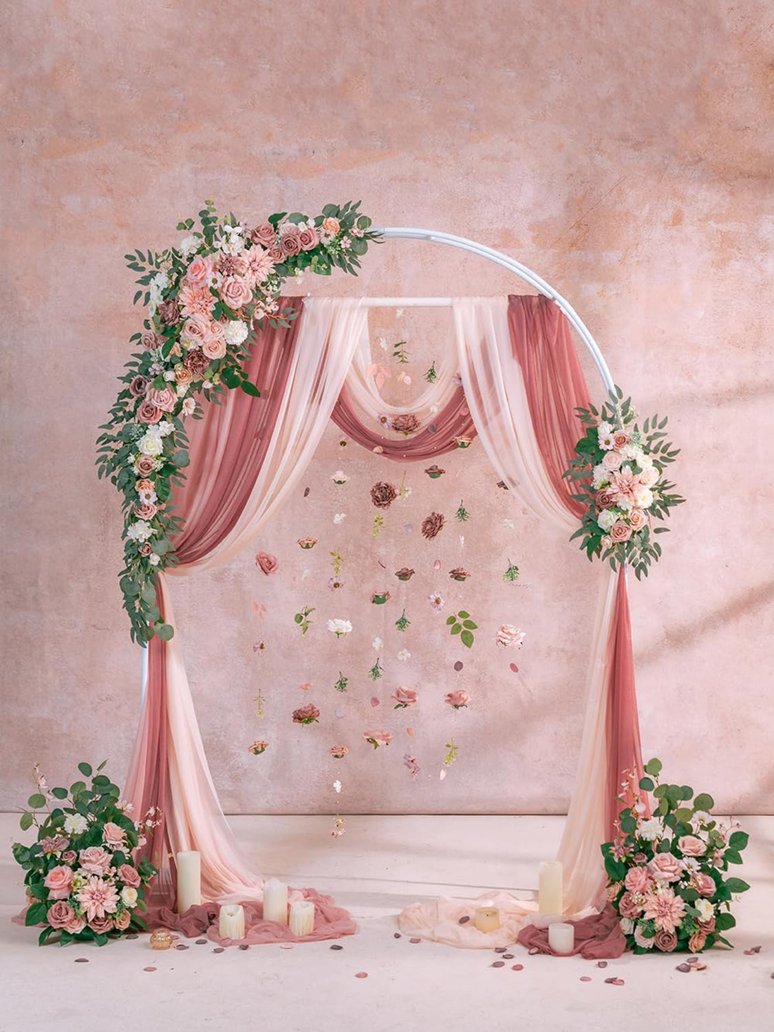 Dusty Rose Cream Artificial Flowers Wedding Arch Kit Pack Of 5