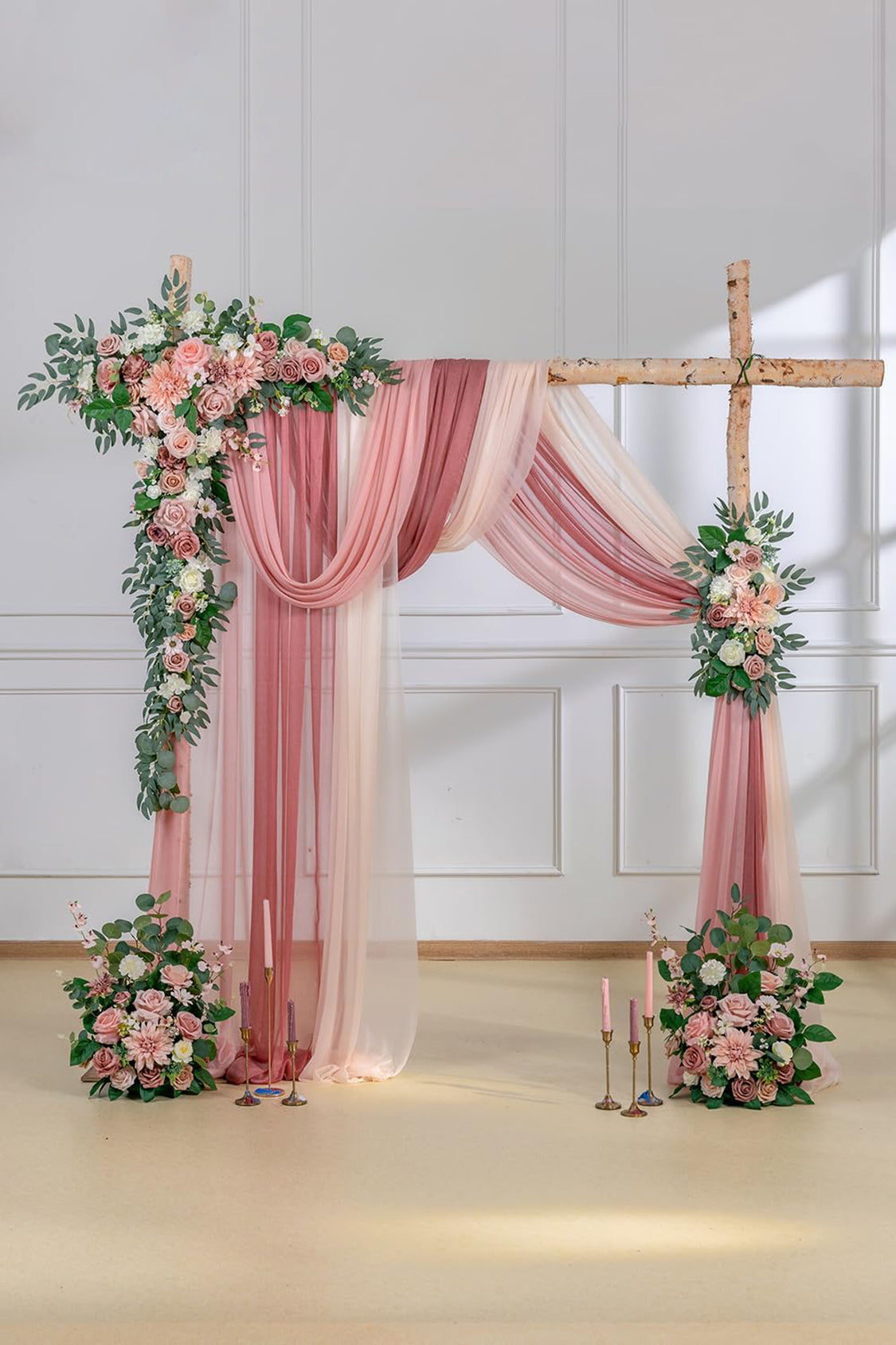Dusty Rose Cream Artificial Flowers Wedding Arch Kit Pack Of 5