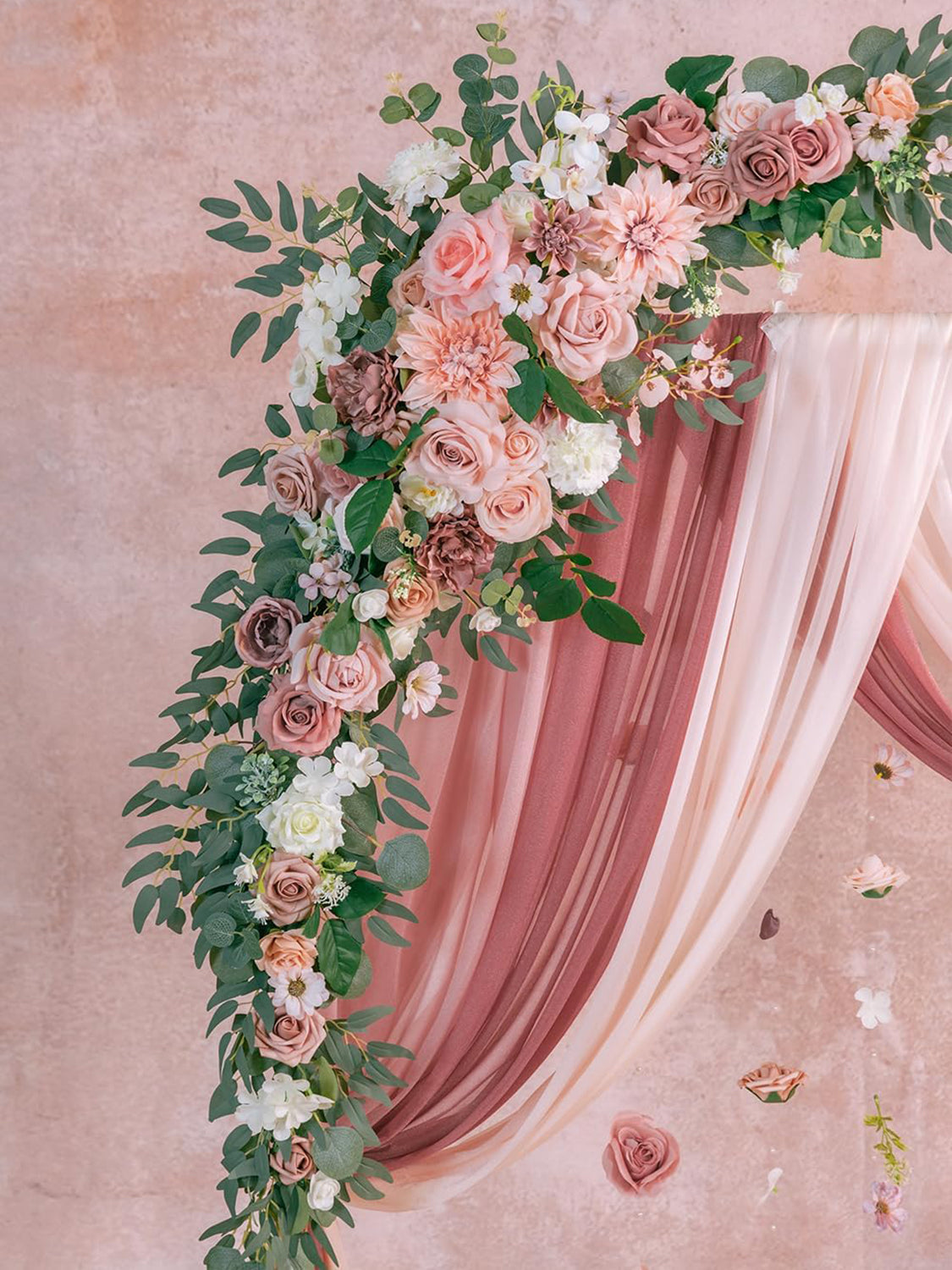 Dusty Rose Cream Artificial Flowers Wedding Arch Kit Pack Of 5