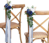Artificial Flowers Eucalyptus and Ribbons Blue Wedding Aisle Decorations Set 10