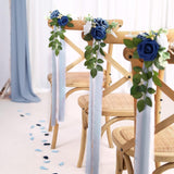 Artificial Flowers Eucalyptus and Ribbons Blue Wedding Aisle Decorations Set 10