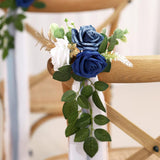 Artificial Flowers Eucalyptus and Ribbons Blue Wedding Aisle Decorations Set 10