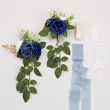 Artificial Flowers Eucalyptus and Ribbons Blue Wedding Aisle Decorations Set 10