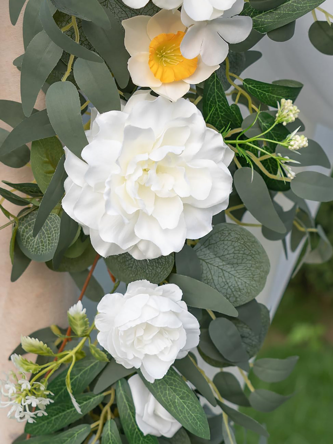 Ivory White Artificial Arch Flowers Kit Pack Of 5 For Wedding Decoration Backdrop