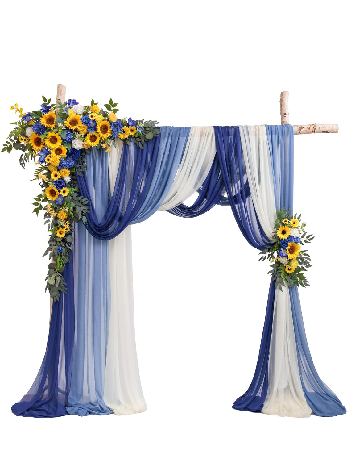 Sunflower and Royal Blue Silk Flowers for Wedding Arch Decoration Pack of 5