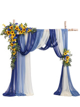 Sunflower and Royal Blue Silk Flowers for Wedding Arch Decoration Pack of 5