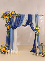 Sunflower and Royal Blue Silk Flowers for Wedding Arch Decoration Pack of 5