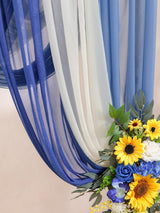 Sunflower and Royal Blue Silk Flowers for Wedding Arch Decoration Pack of 5