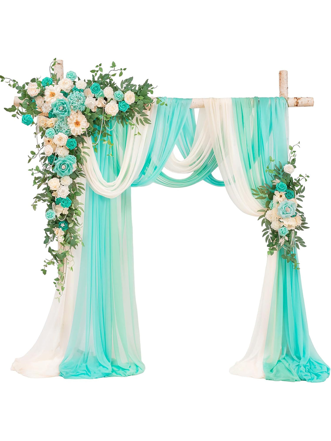 Artificial Silk Flower Arch Kit 5 Pack Teal Green Champagne Wedding Decor