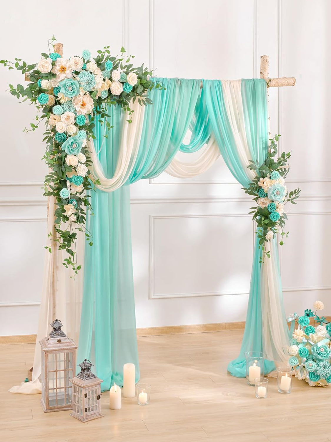 Artificial Silk Flower Arch Kit 5 Pack Teal Green Champagne Wedding Decor