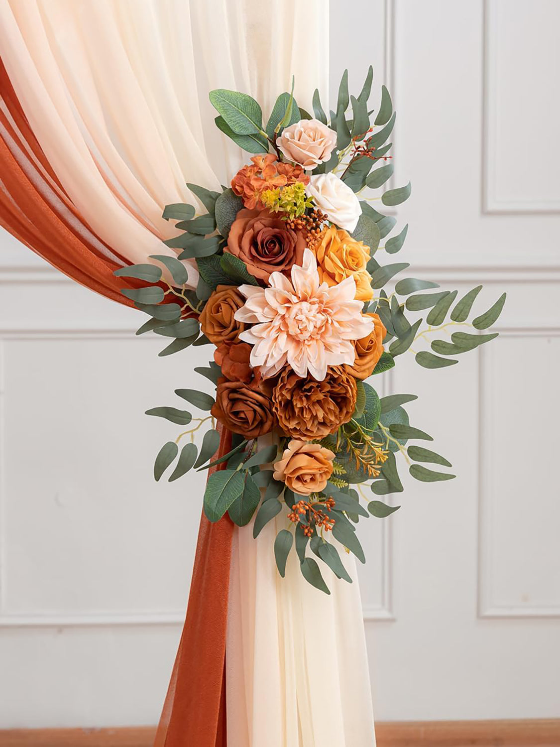 Terracotta Silk Floral Arrangements For Wedding Arch Pack Of 5