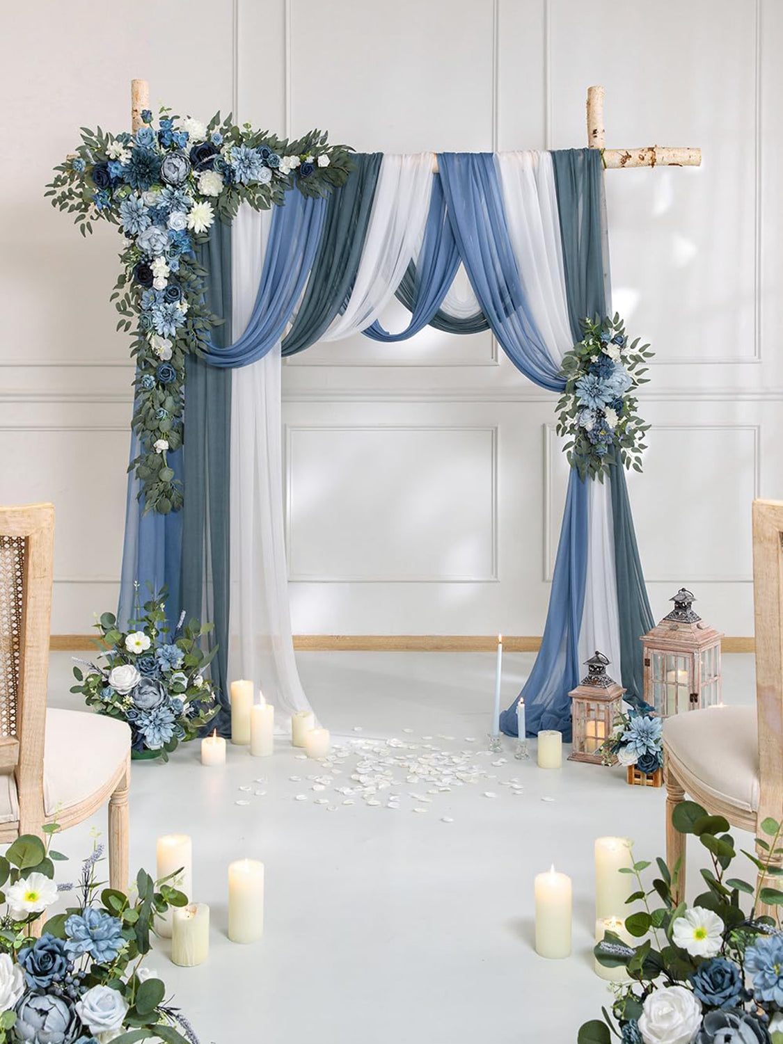 Afloral Dusty Blue Silk Artificial Flowers Kit Pack Of 5 For Wedding Arch Decor