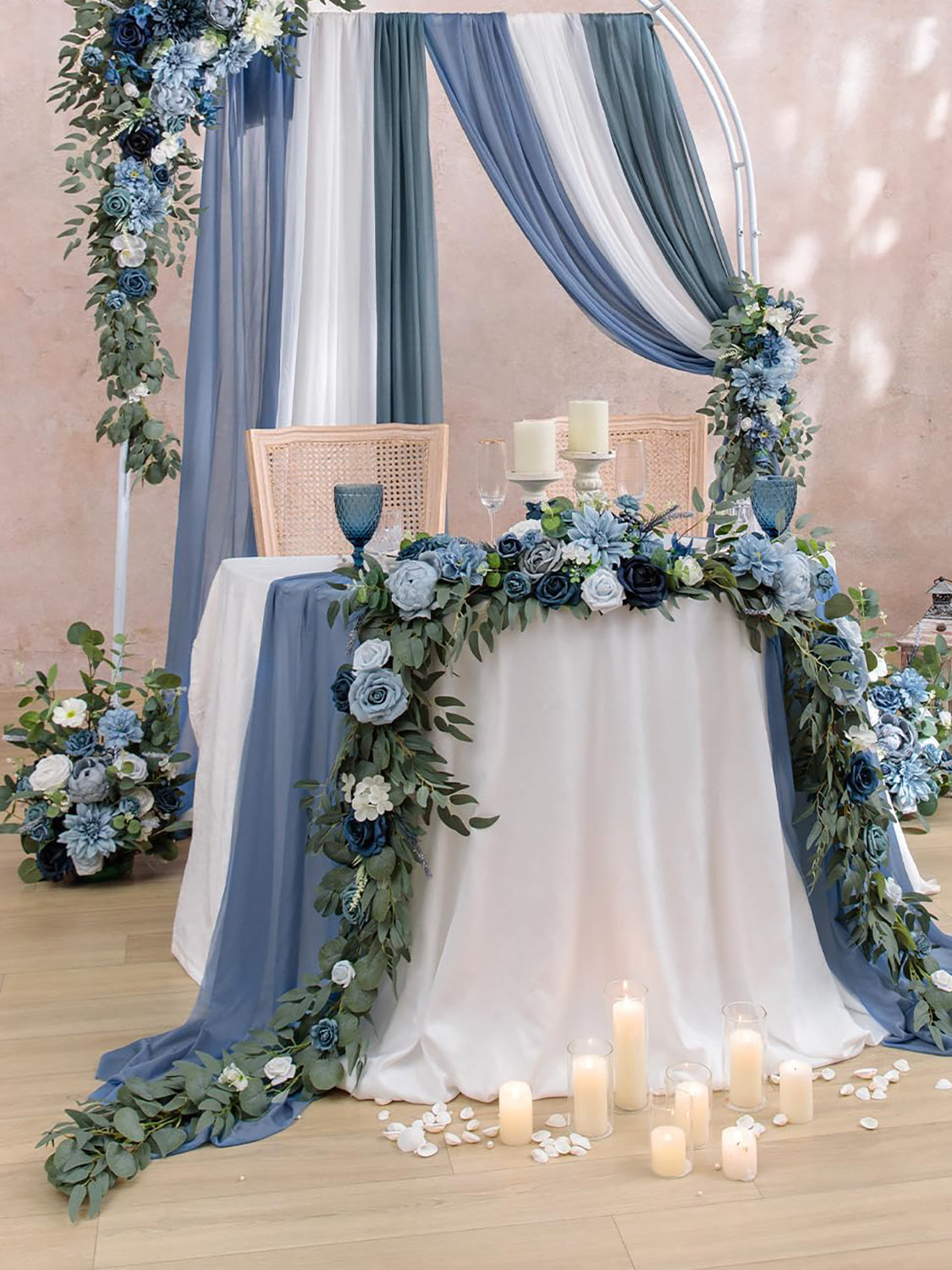 Afloral Dusty Blue Silk Artificial Flowers Kit Pack Of 5 For Wedding Arch Decor