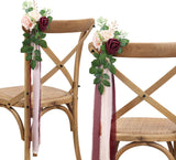 Burgundy Artificial Pew Flowers Set of 10 for Church Aisle Decor
