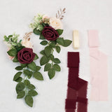 Burgundy Artificial Pew Flowers Set of 10 for Church Aisle Decor