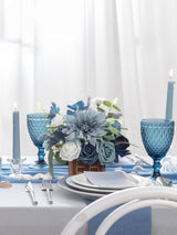 Dust Blue Wedding Centerpiece Flower In Basket Set Of 2 For Tabletop Decor