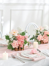 Wedding Centerpiece Flower Basket Set of 2 Peach Pink and White