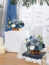 Dust Blue Wedding Centerpiece Flower In Basket Set Of 2 For Tabletop Decor