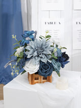 Dust Blue Wedding Centerpiece Flower In Basket Set Of 2 For Tabletop Decor
