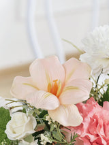 Wedding Centerpiece Flower Basket Set of 2 Peach Pink and White