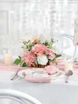 Wedding Centerpiece Flower Basket Set of 2 Peach Pink and White