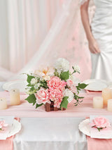 Wedding Centerpiece Flower Basket Set of 2 Peach Pink and White