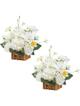 IvoryWhite Wedding Centerpiece Flower With Basket Set Of 2