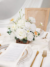 IvoryWhite Wedding Centerpiece Flower With Basket Set Of 2