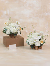 IvoryWhite Wedding Centerpiece Flower With Basket Set Of 2