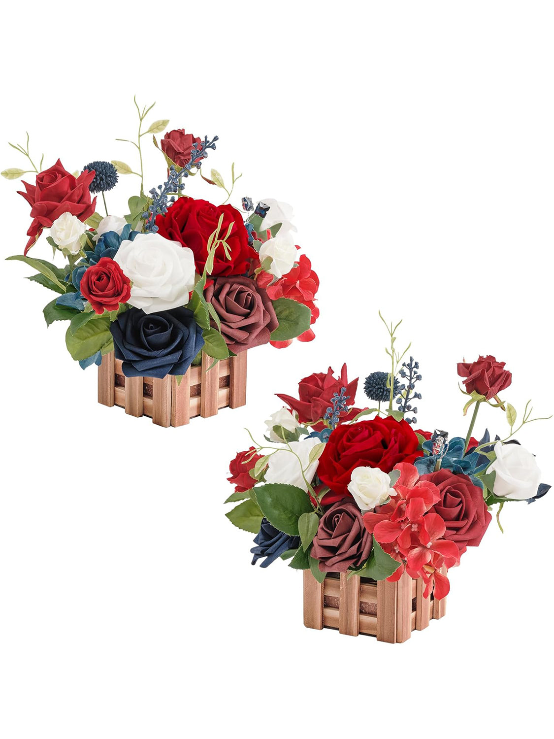 Red Navy Blue Large Artificial Flowers Wedding Centerpiece Set 2