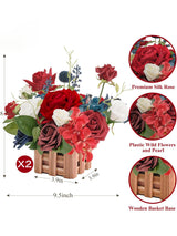 Red Navy Blue Large Artificial Flowers Wedding Centerpiece Set 2