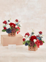 Red Navy Blue Large Artificial Flowers Wedding Centerpiece Set 2