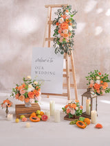 Coral Pink And Champagne Artificial Flowers Wedding Centerpiece Set 2