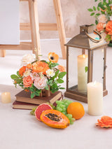 Coral Pink And Champagne Artificial Flowers Wedding Centerpiece Set 2