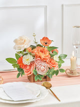 Coral Pink And Champagne Artificial Flowers Wedding Centerpiece Set 2