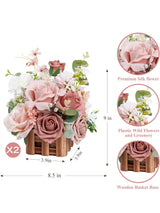 Dusty Rose And Cream Wedding Centerpiece Flower Basket Set Of 2