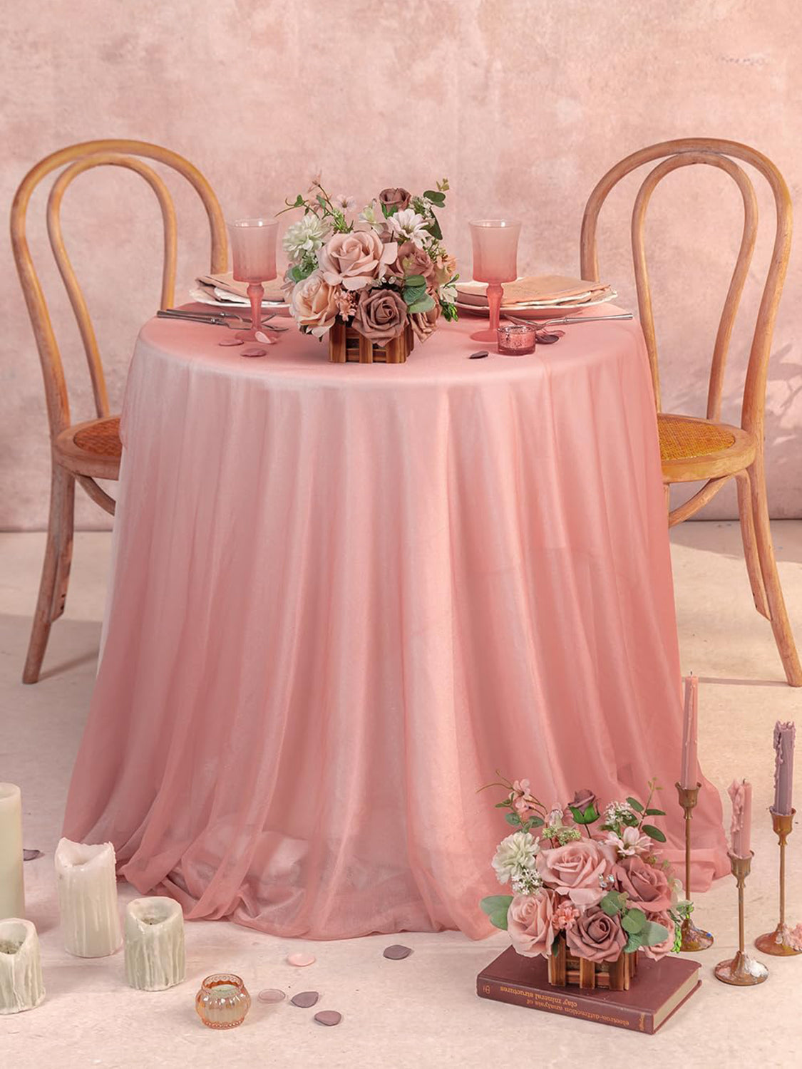 Dusty Rose And Cream Wedding Centerpiece Flower Basket Set Of 2