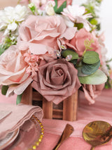 Dusty Rose And Cream Wedding Centerpiece Flower Basket Set Of 2