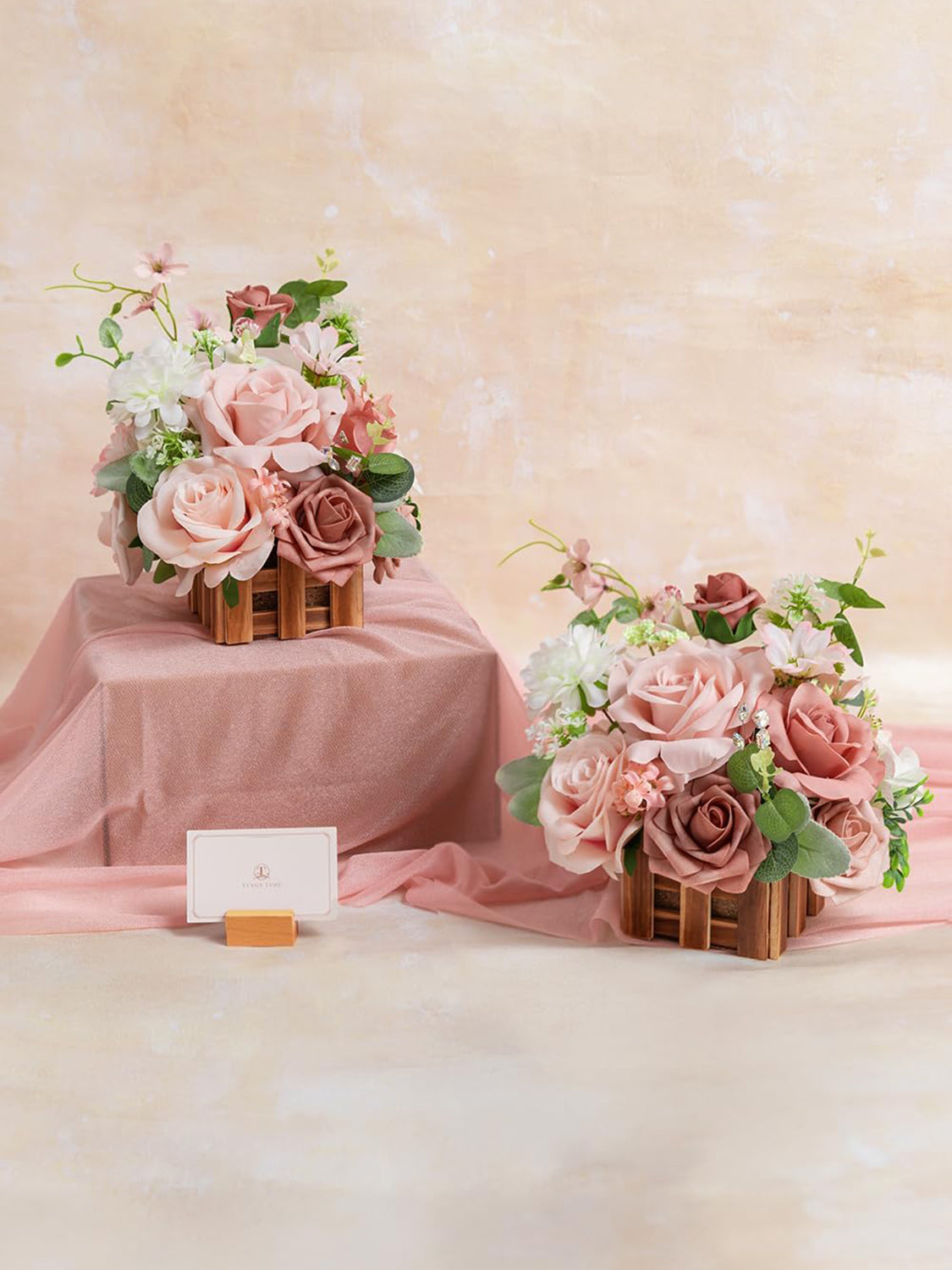Dusty Rose And Cream Wedding Centerpiece Flower Basket Set Of 2