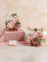 Dusty Rose And Cream Wedding Centerpiece Flower Basket Set Of 2