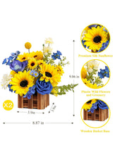 Sunflower And Royal Blue Large Artificial Flowers Wedding Centerpiece Set Of 2