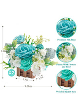 Teal Blue Wedding Centerpiece Flower Basket Set Of 2 For Tabletop Decor